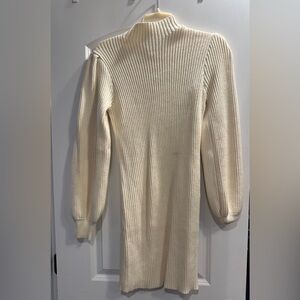 Elegant Cream Ribbed Women's Sweater
